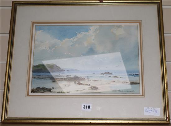Ashton Cannell, watercolour, coastal scene, signed, 24 x 36cm